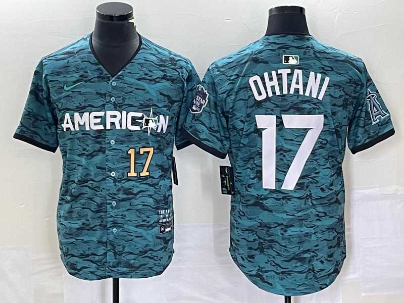Men%27s Los Angeles Angels #17 Shohei Ohtani Number Teal 2023 All Star Cool Base Stitched Jersey->los angeles angels->MLB Jersey